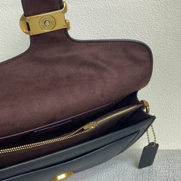 Coach Black Petite Flap Bag with Golden Latch - Picture 8 of 8